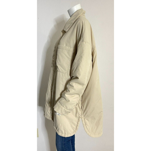 Abercrombie & Fitch XL Jacket Oversized Puffer Shacket Beige Gorpcore Parka - Picture 4 of 8